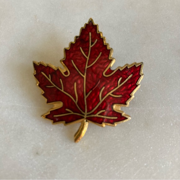Enamel Leaf Brooch Pin - Picture 1 of 3